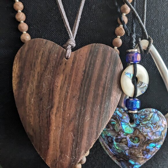 Funky Chucky mixed martial necklace bundle wood, abalone shell, metal shapes - Picture 6 of 9